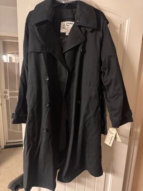 London Fog Black Double-Breasted Trench Coat